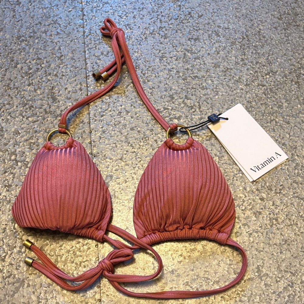 NWT Vitamin A Women’s Bikini Triangle Top Mauve MSRP $90 Size Small